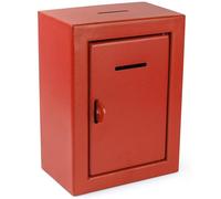 My Charity Boxes Classic Metal Donation Box - Secure Collection, Suggestion & Ticket Box - Easy Wall Mounting (Lock with Padlock Not Included) (Red)