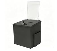 Metal Donation Box with Lock & 2 Keys Wall Mount/Tabletop Offering Box with Clear Sign Holder & Side Pocket for Church Fundraising Voting Suggestion Box,Black