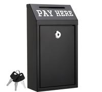 Metal Donation Box with Lock Slot 10.2 x 5.7 x 3'' Collection Box Safe Suggestion Box Charity Collection Donation Box Money Lock Box Cash Drop Box Money Boxes for Home Office Outdoor Door (Black)