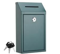 Metal Donation Box with Lock Slot 10.2 x 5.7 x 3'' Collection Box Safe Suggestion Box Charity Collection Donation Box Money Lock Box Cash Drop Box Money Boxes for Home Office Outdoor Door (Green)
