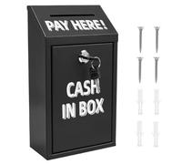 Metal Donation Box with Lock, Wall Mounted Cash Suggestion Box for Outside