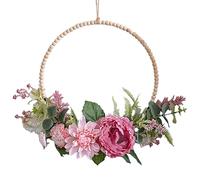 Metal Door Wreath Decoration, 40 cm Artificial Peony Wreath, Front Door Decoration, Eucalyptus Leaves Wreath, Window Decoration, Hanging Door Wreath, All Year Round for Home Decoration, Wedding