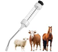 Metal Dosing Syringe for Livestock, 500ml Veterinary Oral Drencher with Curved Nozzle and Long Handle Injector, Ideal for Accurate Medication Delivery