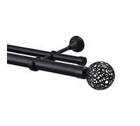 Metal Double 28mm /19mm Curtain Pole Rail Rod Various 1.2m to 3m Matt Black Eyelet (2m - 3m Osaka)