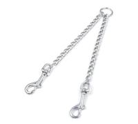 Metal Double Dog Leash Chew Proof Chain Leash 2 Way Iron Chain No Tangle Coupler Dog Leash Extension Splitter Lead for 2 Dogs Walking Length 70cm