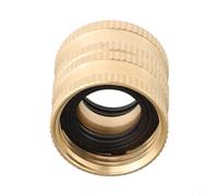 Metal Double Female Garden Hose Adapter with Swivel Connection, 25 mm Gold Fitting for Connecting Two Male GHT Hoses or Male-Out Re