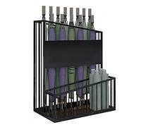 Metal Double Layer Umbrella Stand for Hotels & Banks - Modern Large Capacity Umbrella Holder for Walking Sticks & Golf Clubs - Stylish Black Umbrella Rack