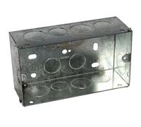 Metal Double Pattress Box 47MM VUEP879, Back Box Double Mounting for Electrical Sockets Pack of 5