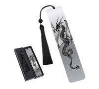 Metal Dragon Art Bookmark Gift - 1 Pcs Fantasy Metal Bookmarks with Black Tassel Inspirational Page Markers Supplies Graduation Gifts for School Home Office Student Teacher Adult Teen Girls