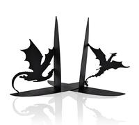 Metal Dragon Bookends Stoppers Holder Stand for Desk Shelf Cool Dragon Book Ends Decorative, Fantasy Dragon Bookends for Bookshelf Decor
