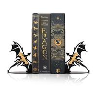 Metal Dragon Bookends Stoppers Holder Stand for Desk Shelf Cool Dragon Bookends Decorative, Fantasy Dragon Bookends for Bookshelf Decor Dragon Lovers