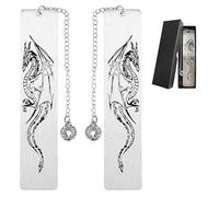 Metal Dragon Bookmark 2 Pcs Stainless Steel Book Marker Set, Decorative Book Mark with Pendant Tail, Elegant Bookmarks for Reading Lovers, Practical Metal Bookmark Gift for Students Teachers