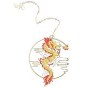 Metal Dragon Bookmark Chinese Style Hollow with Pendant, Page Marker | Vintage Dragon and Phoenix Theme, Decorative Office Accessory, for Magazines and Paperbacks