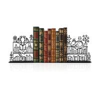 Metal Dragon Reading Book Decorative Bookend 9.1x 4.7 Inches, Unique Dragon Bookends Decorative, Fantasy Dragon Decor,Cute and Fantasy Bookends with Dragon and Cat Lying on The Bookshelf Pattern