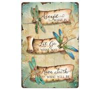 Metal Dragonfly Sign - Accept What Is, Let Go Of What Was, Have Faith In What Will Be, Vintage Signs for Home, Bedroom, Garden, Patio and Yard Wall Decor Art, Gift for Women, 8x12 Inch