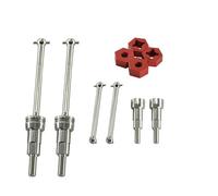 Metal Drive Shaft Axle Set with Wheel Hex Adapter RC Upgraded Parts for ARRMA 1/14 Mojave GROM Brushless Brushed RC Car (Silver-Red)