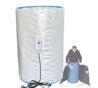 Metal Drum Heater, Industrial Grade/Weather Resistant Drum Heating Blanket, 55 Gallon Bucket Heater Fixed Thermostat 0-120℃(32-248°F), Insulated Bucket Warmer with 24-Hour Timer Silver