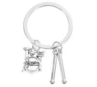 Metal Drum Keychain Musical Instrument Keyring Silver