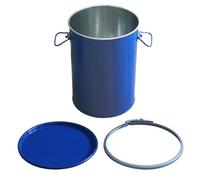Metal drum lidded bucket for dust collection pail food storage barrel open top buckets maceration barrel trash cans wine bucket pet storage container metal drum pail with a tightening hoop (50L)