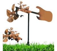 Metal Drummer Windmill Garden Decoration, 2025 New Handmade Metal Percussionist Music Windmill Statues Ornament, Novel Outdoor Decor for Yard Garden Patio (Metallic)