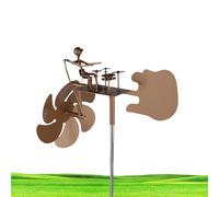 Metal Drummer Windmill Garden Decoration - Creative and Dynamic Rotating Sound Windmills, Wind Spinners for Garden and Courtyard, Rock Punk Style Percussion Drummer Wind Spinners
