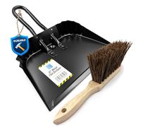 Metal Dustpan and Brush Set Featuring Flat Lip for Better Floor Contact Brush and Dustpan with Stiff Hand Brush and Dustpans with Serrated Edges Dust Pan