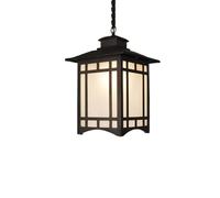Metal e Glass Pendant Lamp Shade, Amen Rural Style Chaner, E27 Light Source Flush Mount Hanging Light, Outdoor Waterproof Decoration Lighting Fixtures (B 9in)