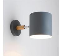 Metal E27 Wall Sconce Single Head Cylinder Light Fixture Decorative Indoor Wall Lamp for Bedroom Living Room Hallway Home Lighting 询问 ChatGPT(Gray)