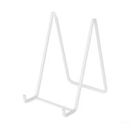 Metal Easel Stand for Desk Display of Artwork Photos Medals and Books with Construction and Front-Facing Orientation (White trumpet)