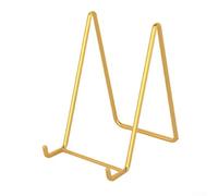 Metal Easel Stand for Desk Display of Artwork Photos Medals and Books with Construction and Front-Facing Orientation (Gold small size)