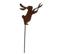 Metal Easter Rabbits Garden Stakes Outdoor Metal Happy Rabbits Yard Sign Lawns Decors Yard Sign Decorative Garden Stakes Outdoor