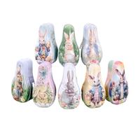 Metal Easter Tin - 5.91 Inch Tin Christmas Box | Pack of 8 Sturdy Chocolate Containers - Decorative Storage for Festive Treats, Gifts, Home, Baked Goods or Party Events