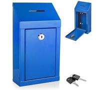 Metal Easy Wall Mounting or CounterTop Charity Donation Collection Box Secure Suggestion and Ballot Box With Top Coin Slot, Lock Included with 2 Keys (Black)
