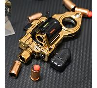Metal EDC Fidget Gun for Adults - Silent Stress Relief Toy with Bullet Launcher & Tactile Slider, Premium Alloy Gift for Men (Gold)