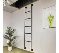Metal Egress Window Well Ladder 4ft 5ft 6ft 7ft 8ft 9ft Heavy Duty Wall Mounted Attic Loft Bunk Bed Ladder Indoor Outdoor Climbing Ladders, Customizable Size(110cm/43in)