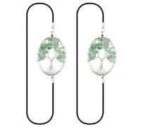 Metal Elastic Bookmark Oval Shape Vintage Bookmarks with 7 Chakra Crystals Healing Stone Green Aventurine Set of 2 for Mothers Day Christmas Gift