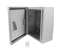 Metal Electrical Enclosure Box with Safety Lock Wall Mounted White | Galvanized Mounting Plate, Quick Component Installation and Organization, for Control Relays, Utility Meter Areas