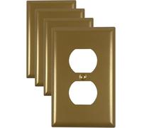 Metal Electrical Outlet Covers, Light Switch Cover Wall Plates, Mid Size Thicker Switch Plates, Wall Plate of Various Styles for Indoor and Outdoor Vintage Gol (1 Gang Duplex 4 PK)