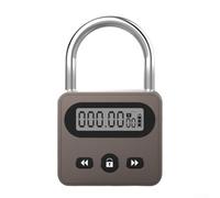Metal Electronic Timer Padlock with LCD Display and Locking Mechanism, USB Rechargeable Splash-Proof Long Lasting Metal Body, Adjustable Countdown Up to 999(Brown)