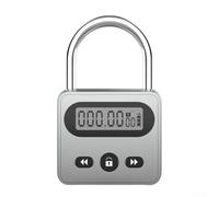Metal Electronic Timing Padlock with LCD Display, 999 Hour Countdown Timer, USB Rechargeable, Splash-Proof for Home Security and Self-Control(Gray)