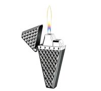 Metal Embossed Dual-Flame Refillable Lighter Switchable between Torch and Soft Flames; Refillable and Flame-Adjustable Ideal for Business Use or Gifting (Fuel Not Included)(Black)