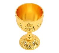 Metal Embossed Wine Cup Vintage Chalice Wine Goblet Royal Medieval Handmade Small Size Wine Drinking Cup for Bar, Home (Gold)