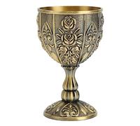 Metal Embossed Wine Cup, Vintage Chalice Wine Goblet Royal Medieval Handmade Small Size Wine Drinking Cup for Bar, Home (Bronze)