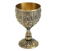Metal Embossed Wine Cup Vintage Flower Pattern Goblet Zinc Alloy Chalices | For Home Decoration Gifts, Communion Tiny Cup, 4.1 x 2.5in