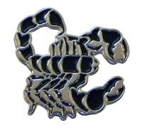 Metal Enamel Animal Pin Badge, Dogs, Zoo Animals, Pets, Insects, Arachnids, Birds, Sea Creatures, collectable, swapable, Lapel Pin or Tie Pin (Black Silver Scorpion Scorpio Arachnid Pin Badge)