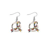 Metal Enamel Color Awareness Ribbon Autism Earrings Jigsaw Puzzle Piece Earring Jewelry For Autistic Gifts