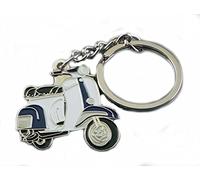 Metal Enamel Keyring Blue & White Vespa Scooter