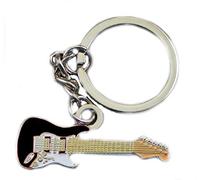 Metal Enamel Keyring Rock Electric Guitar in Black (Music) (43mm x 15mm)