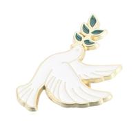 Metal Enamel Lapel Pin Peace Dove Brooch for Women Shirts | Vintage-inspired Polished Finish, White Flight Bird Shape, Office Wear and Daily Life, 1 X Piece