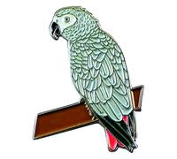 Metal Enamel Pin Badge Brooch Bird - Grey Parrot 35mm